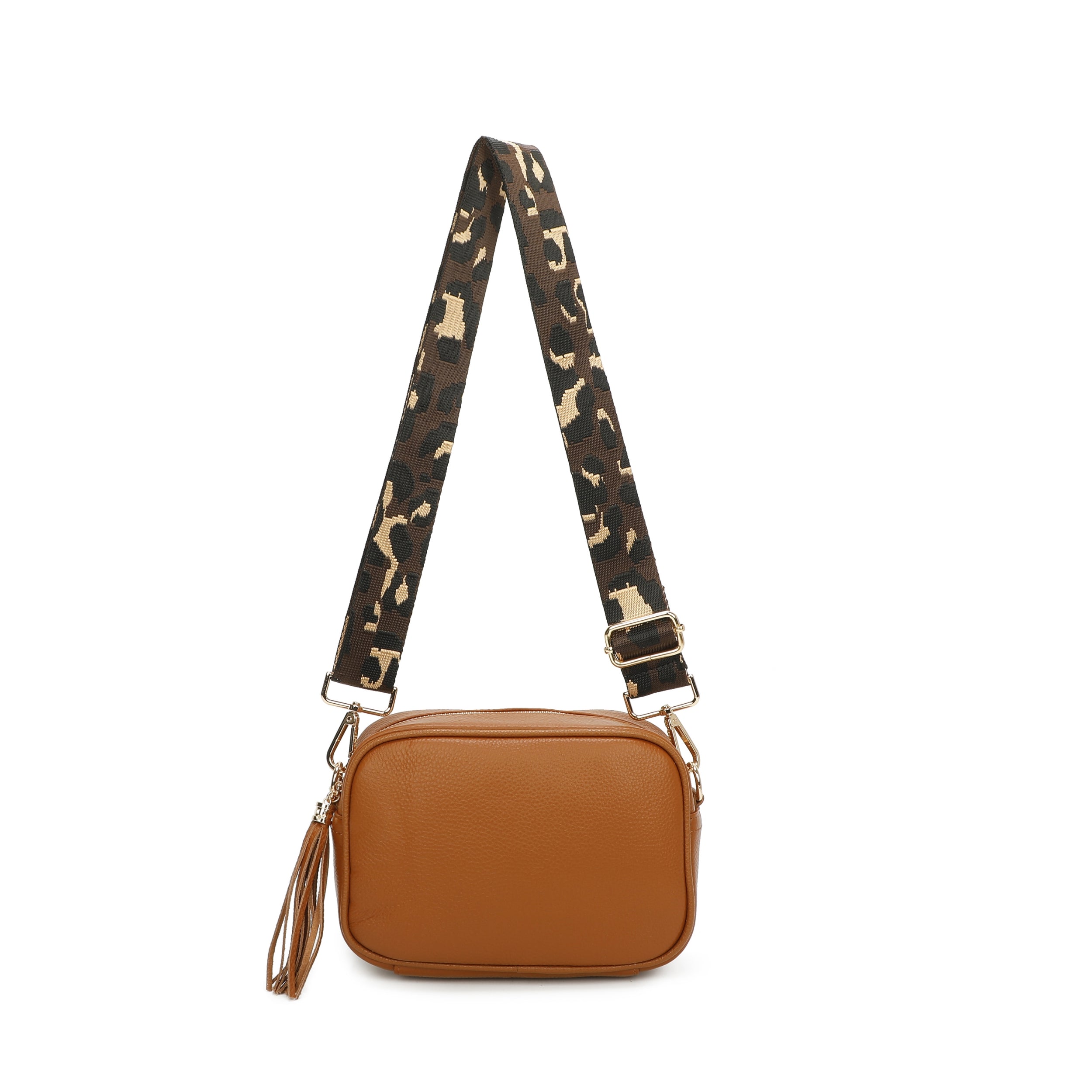 Craze London Tassel Zip Leather Crossbody Bag