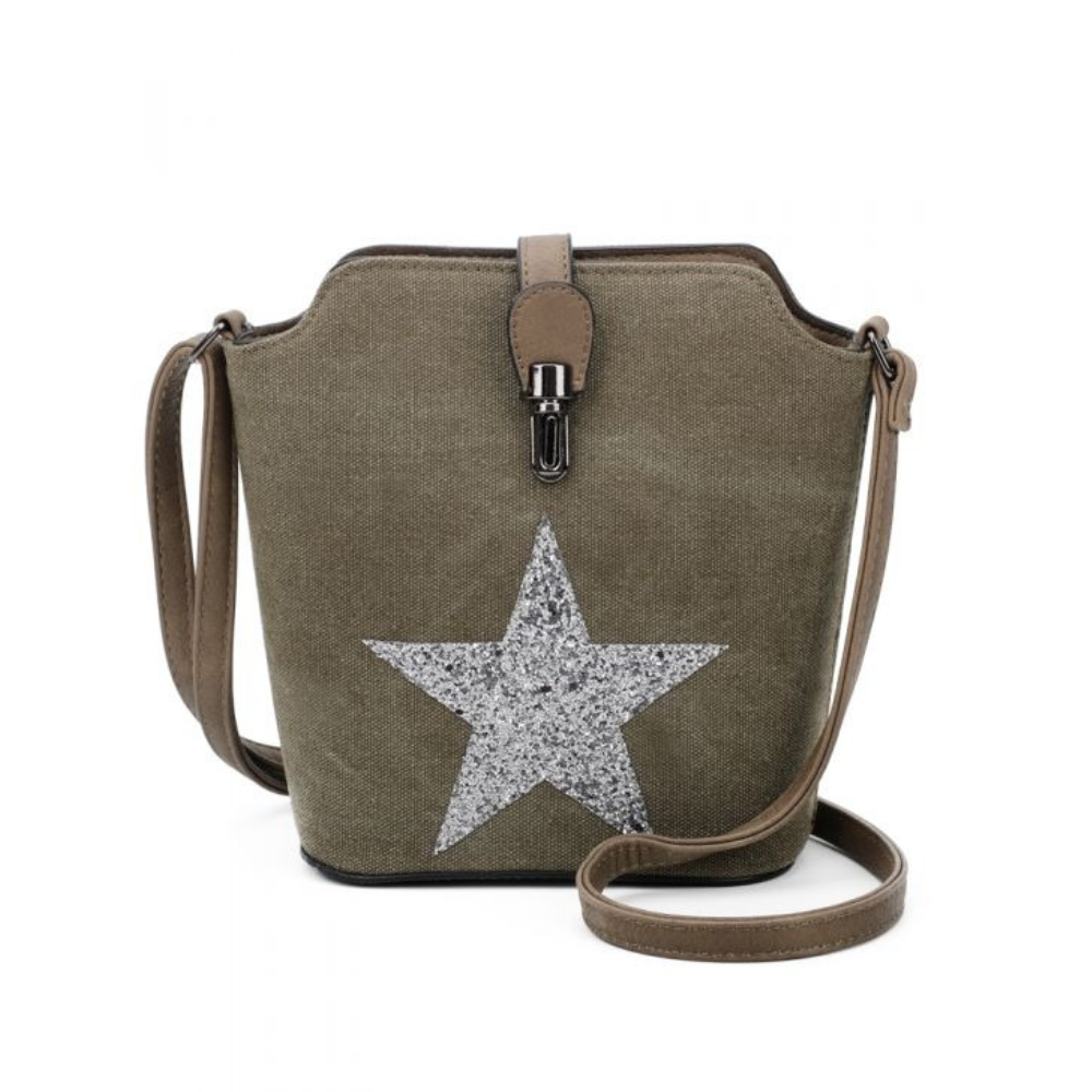Craze London Little canvas shoulder bag with a zip pocket