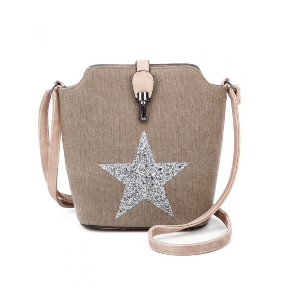 Craze London Little canvas shoulder bag with a zip pocket