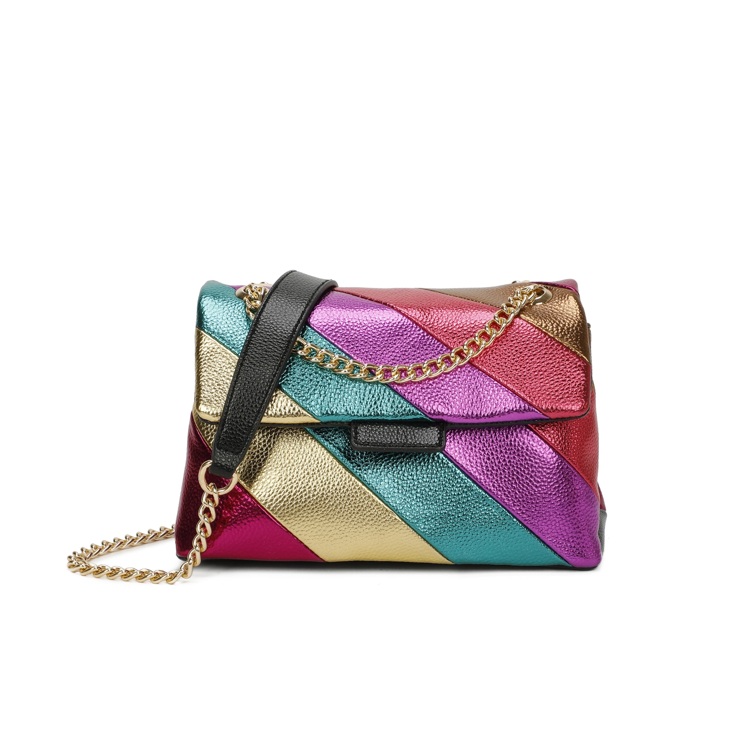 Craze London Metallic Stripes Bag