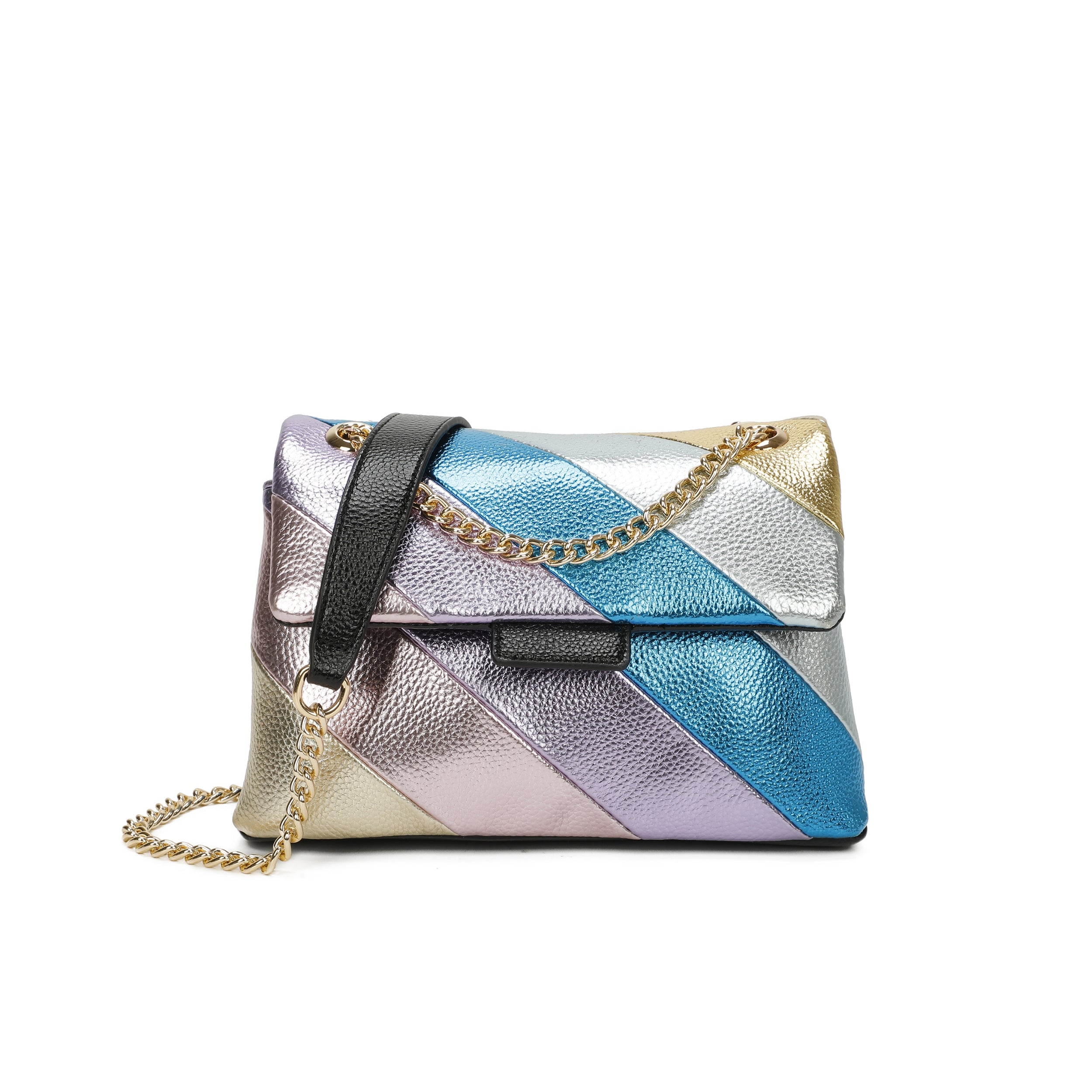 Craze London Metallic Stripes Bag