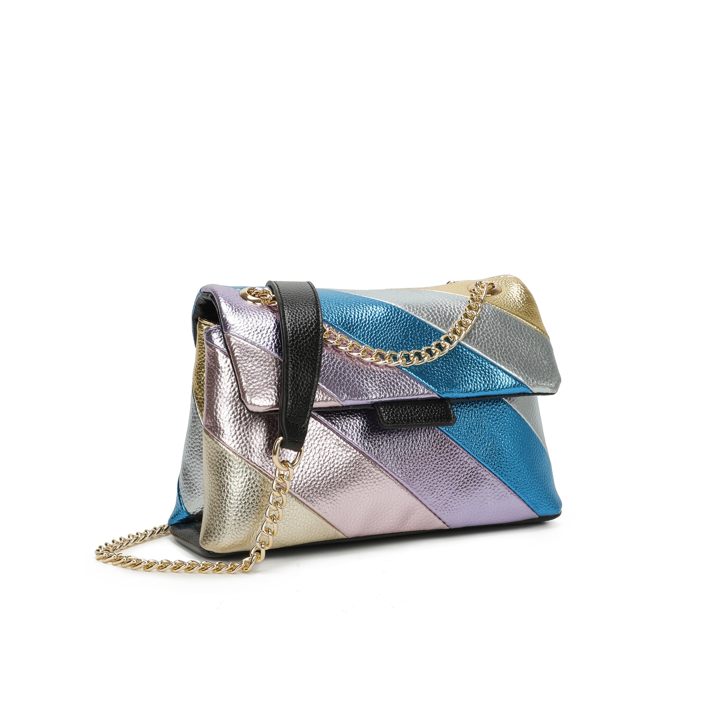 Craze London Metallic Stripes Bag