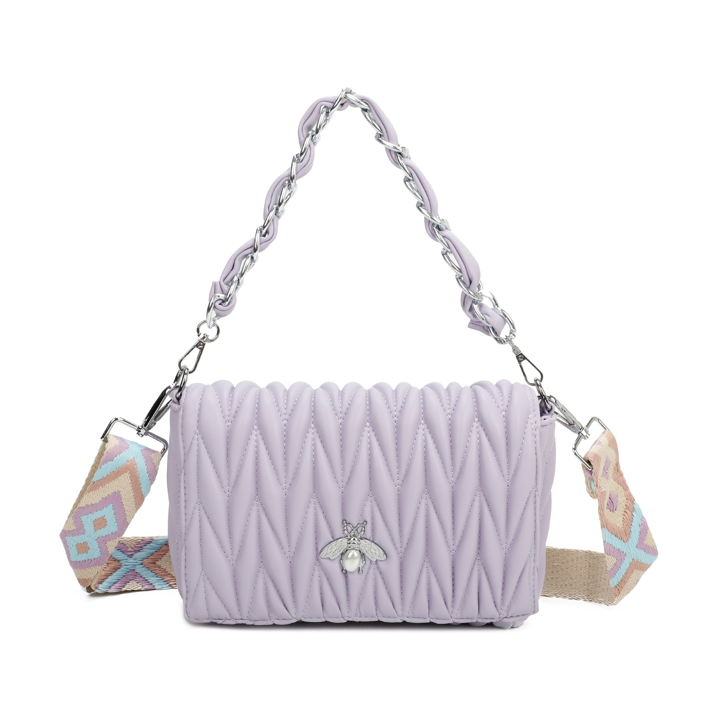 Craze London Quilted Bee Chain Bag