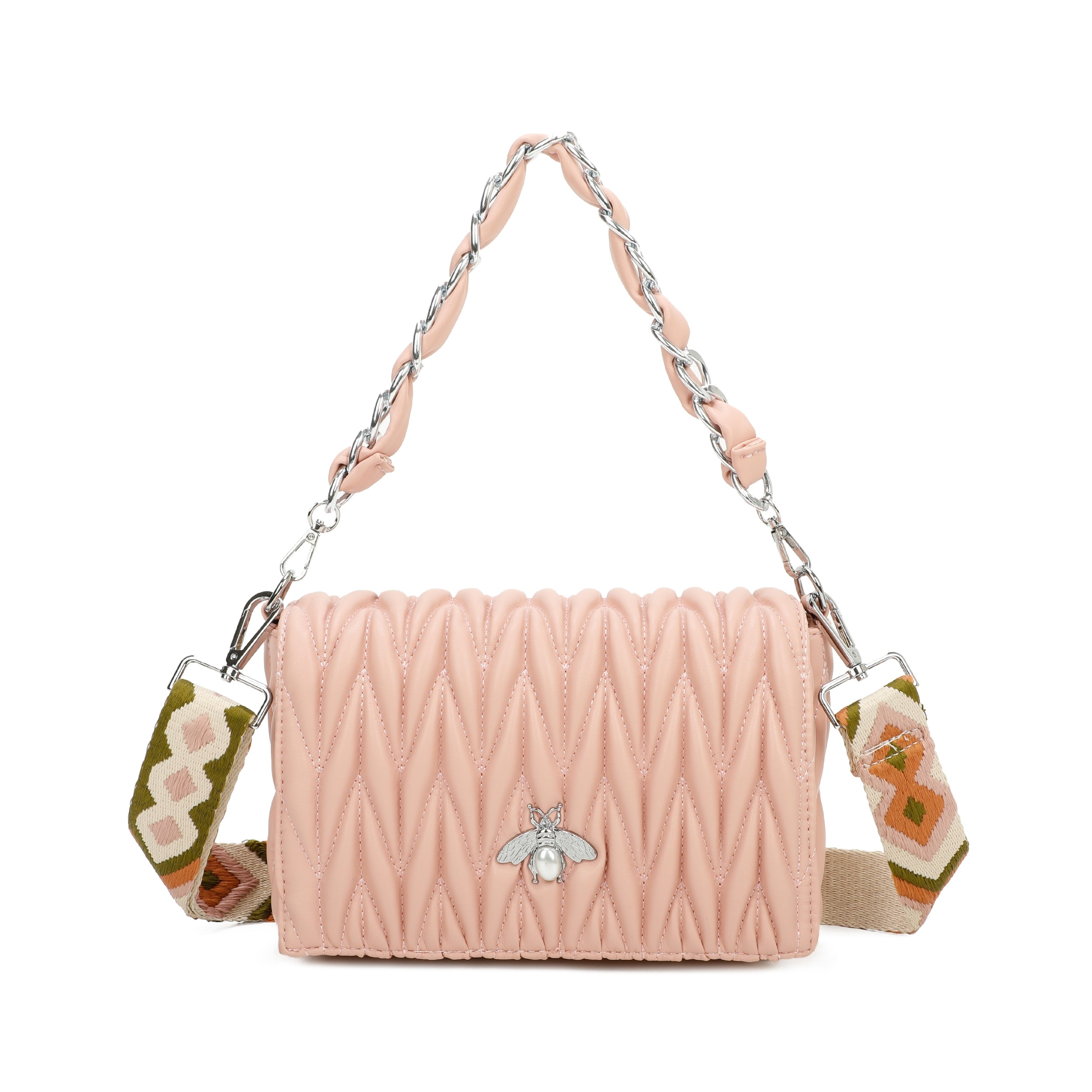 Craze London Quilted Bee Chain Bag