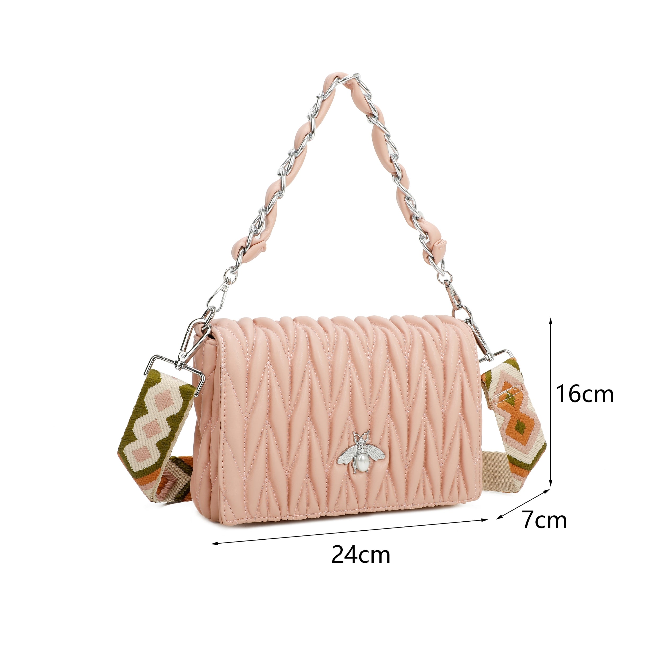 Craze London Quilted Bee Chain Bag