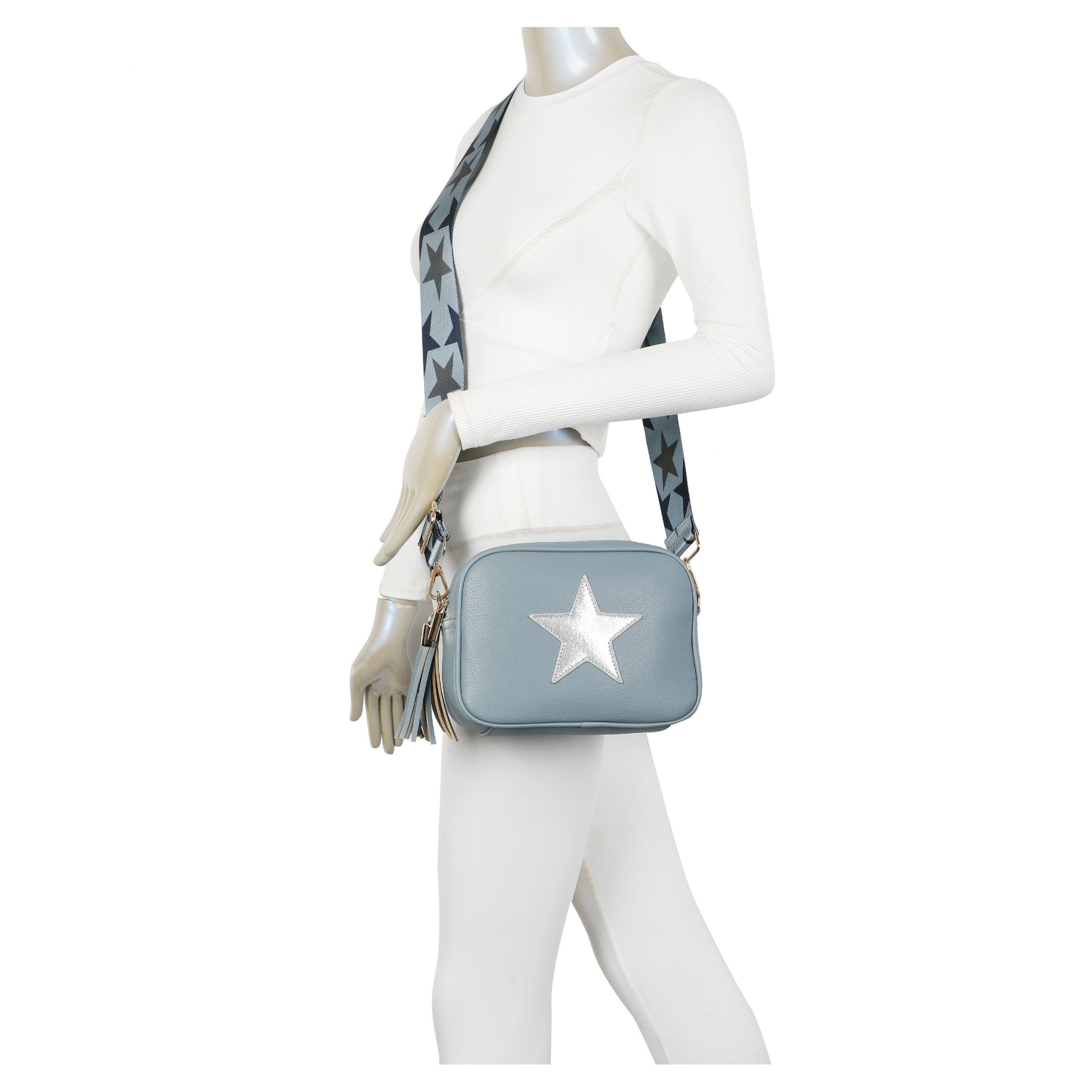 Star Crossbody Bag with Tassel Zip Closure
