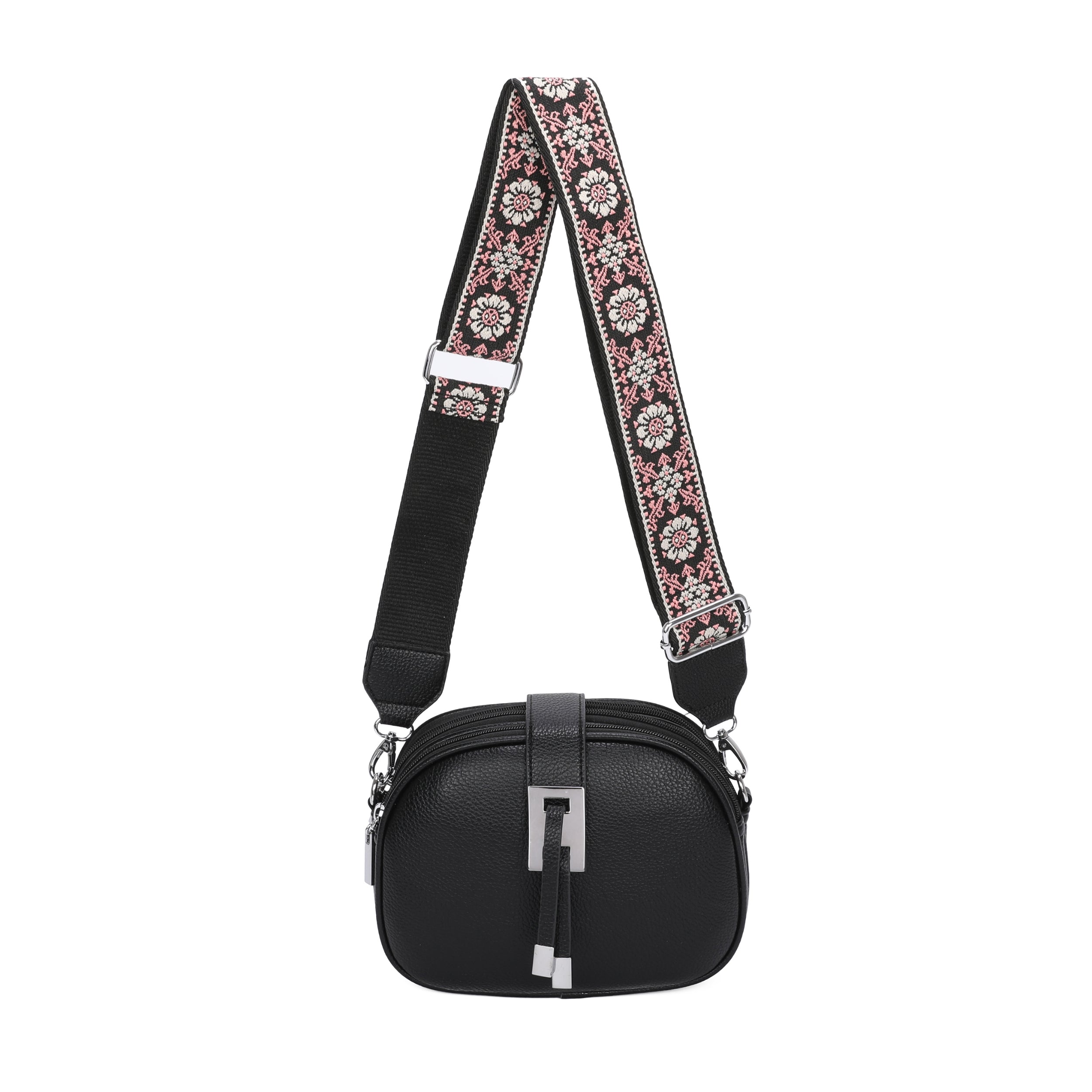 Triple zipped compartments Crossbody Bag