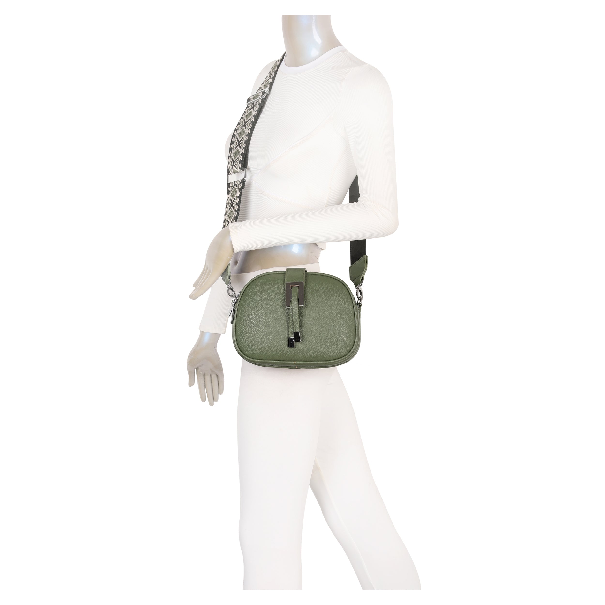 Triple zipped compartments Crossbody Bag