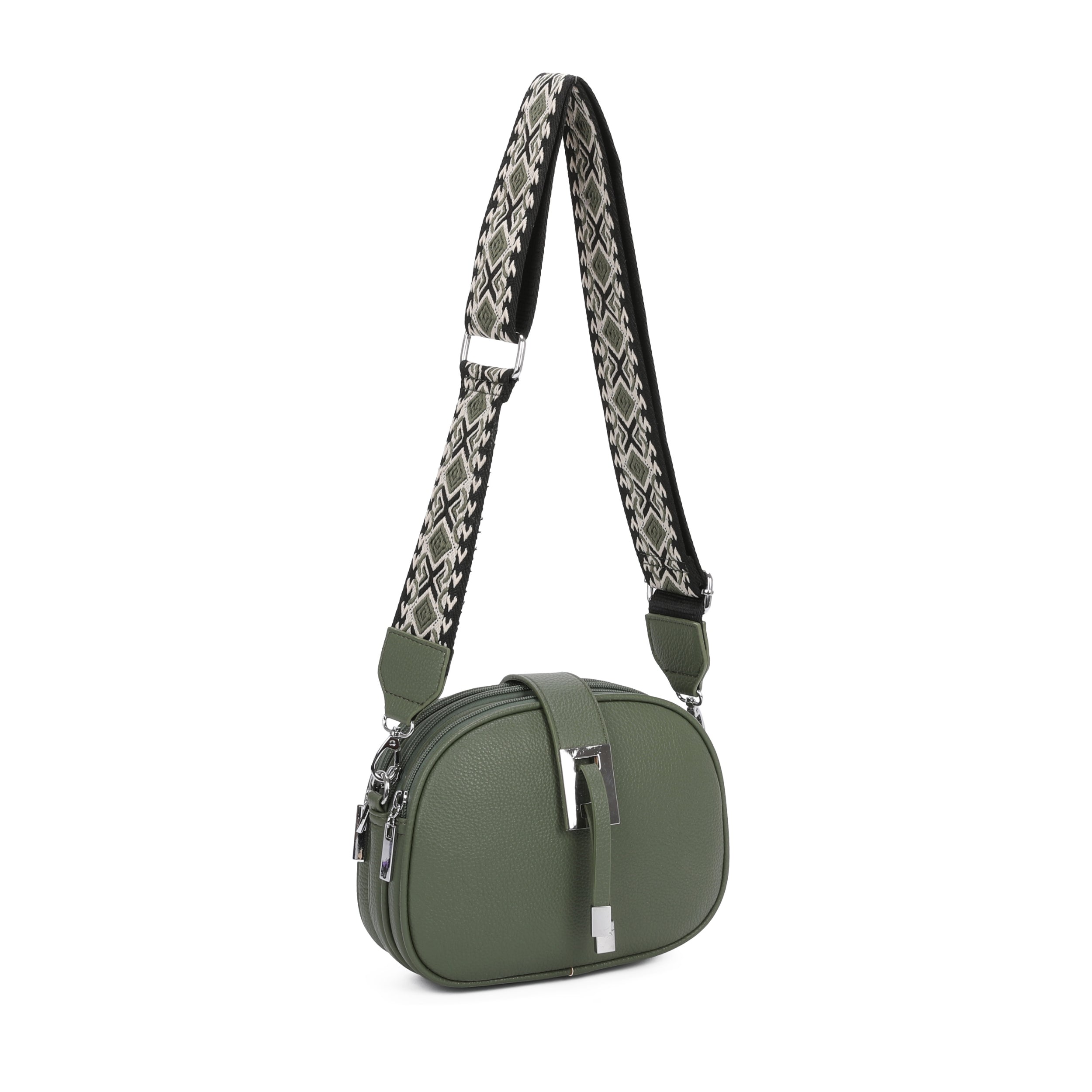 Triple zipped compartments Crossbody Bag
