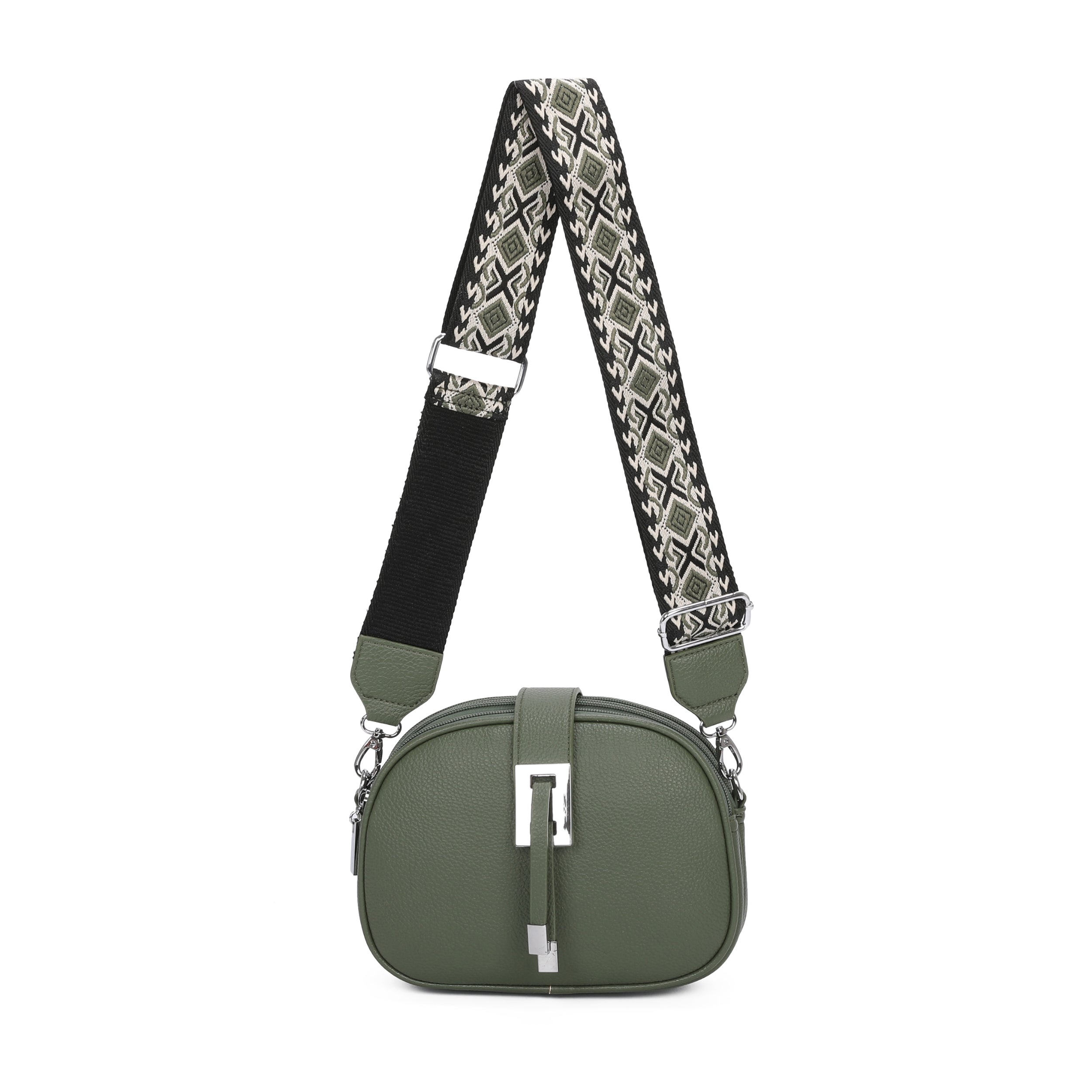 Triple zipped compartments Crossbody Bag