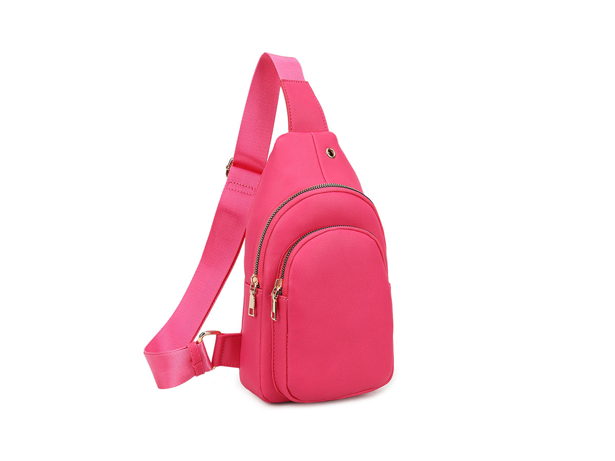 Sling Bag Women Crossbody Small Chest Daypack PU Leather Causal Shoulder Handbag