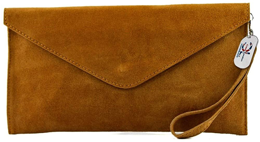 Genuine Italian Suede Leather Large Envelope Clutch Bag (V108)