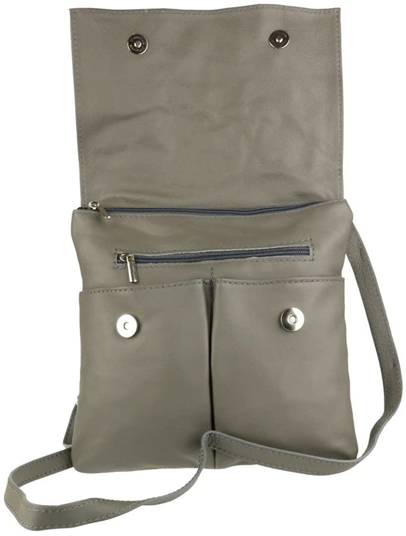 Double Pocket Genuine Italian Leather Crossbody Bag (F207)