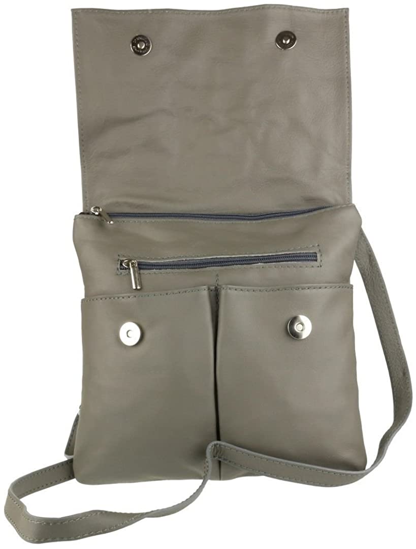Craze London Double Pocket Genuine Italian Leather Cross body Messenger Shoulder Bag