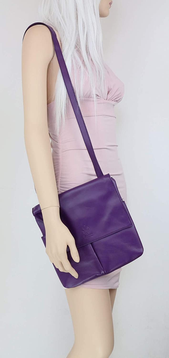 Double Pocket Genuine Italian Leather Crossbody Bag (F207)