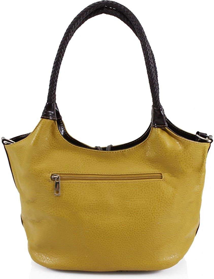 Craze London Women's Designer Quality Faux Leather Wood Button Shoulder Bag Women's Stunning Flexible Handbag