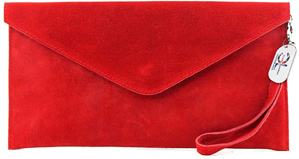 Genuine Italian Suede Leather Large Envelope Clutch Bag (V108)