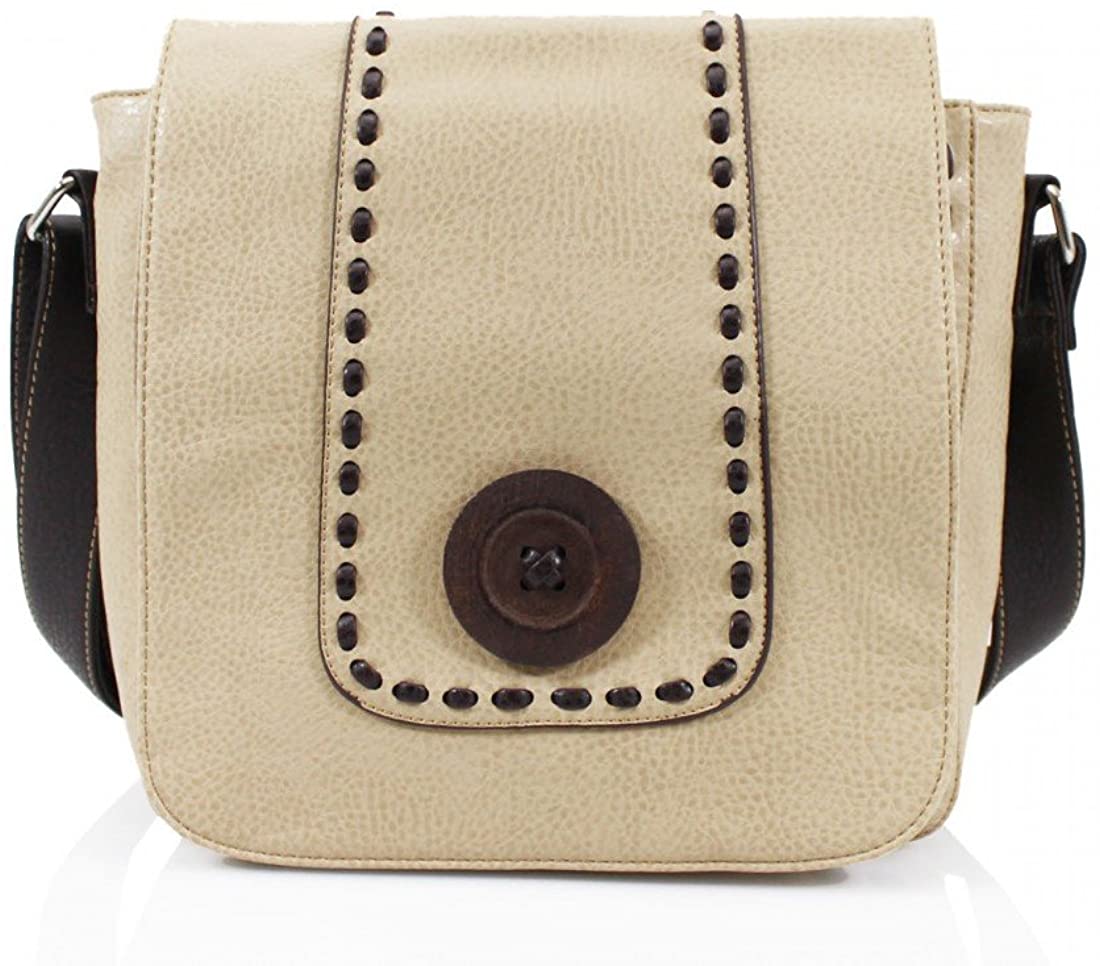 Women Wood Button Crossbody Bag (996)