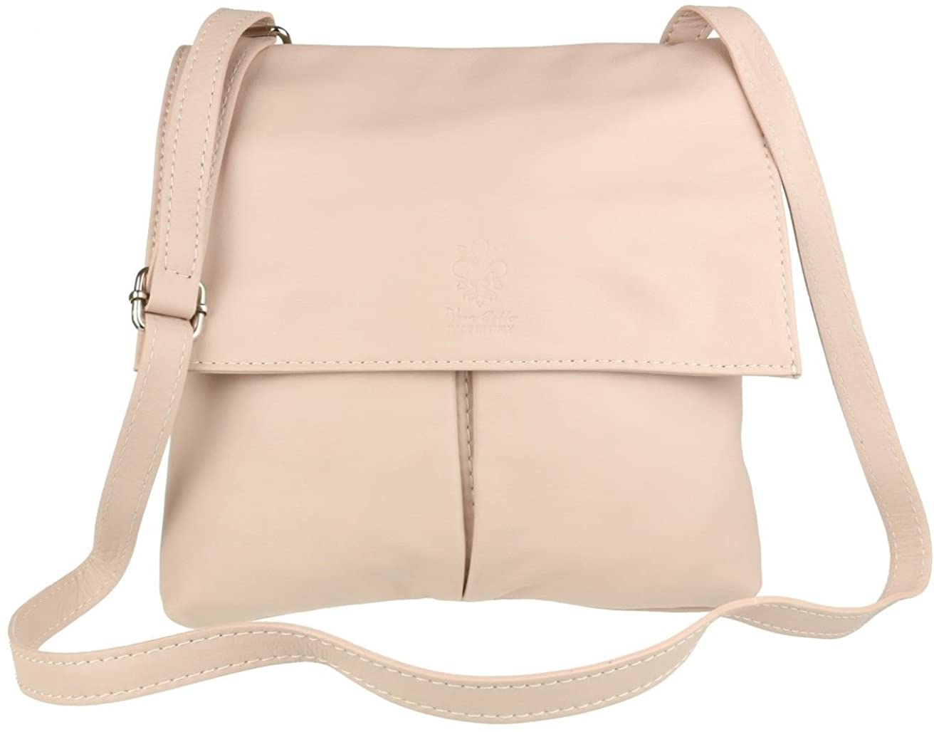 Double Pocket Genuine Italian Leather Crossbody Bag (F207)