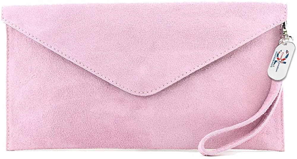 Genuine Italian Suede Leather Large Envelope Clutch Bag (V108)