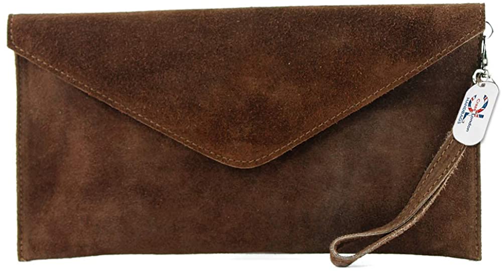 Genuine Italian Suede Leather Large Envelope Clutch Bag (V108)