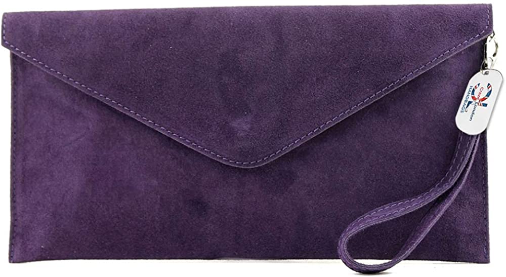 Genuine Italian Suede Leather Large Envelope Clutch Bag (V108)