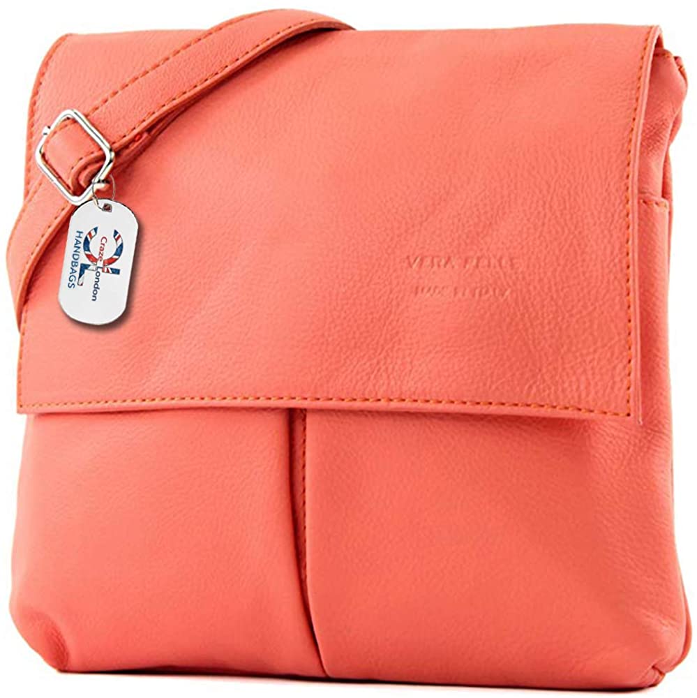 Double Pocket Genuine Italian Leather Crossbody Bag (F207)