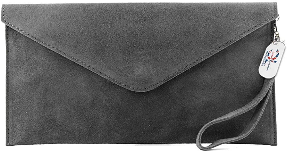 Genuine Italian Suede Leather Large Envelope Clutch Bag (V108)