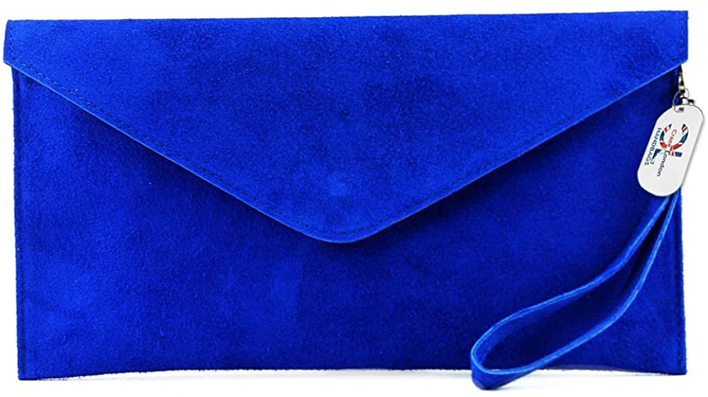 Genuine Italian Suede Leather Large Envelope Clutch Bag (V108)