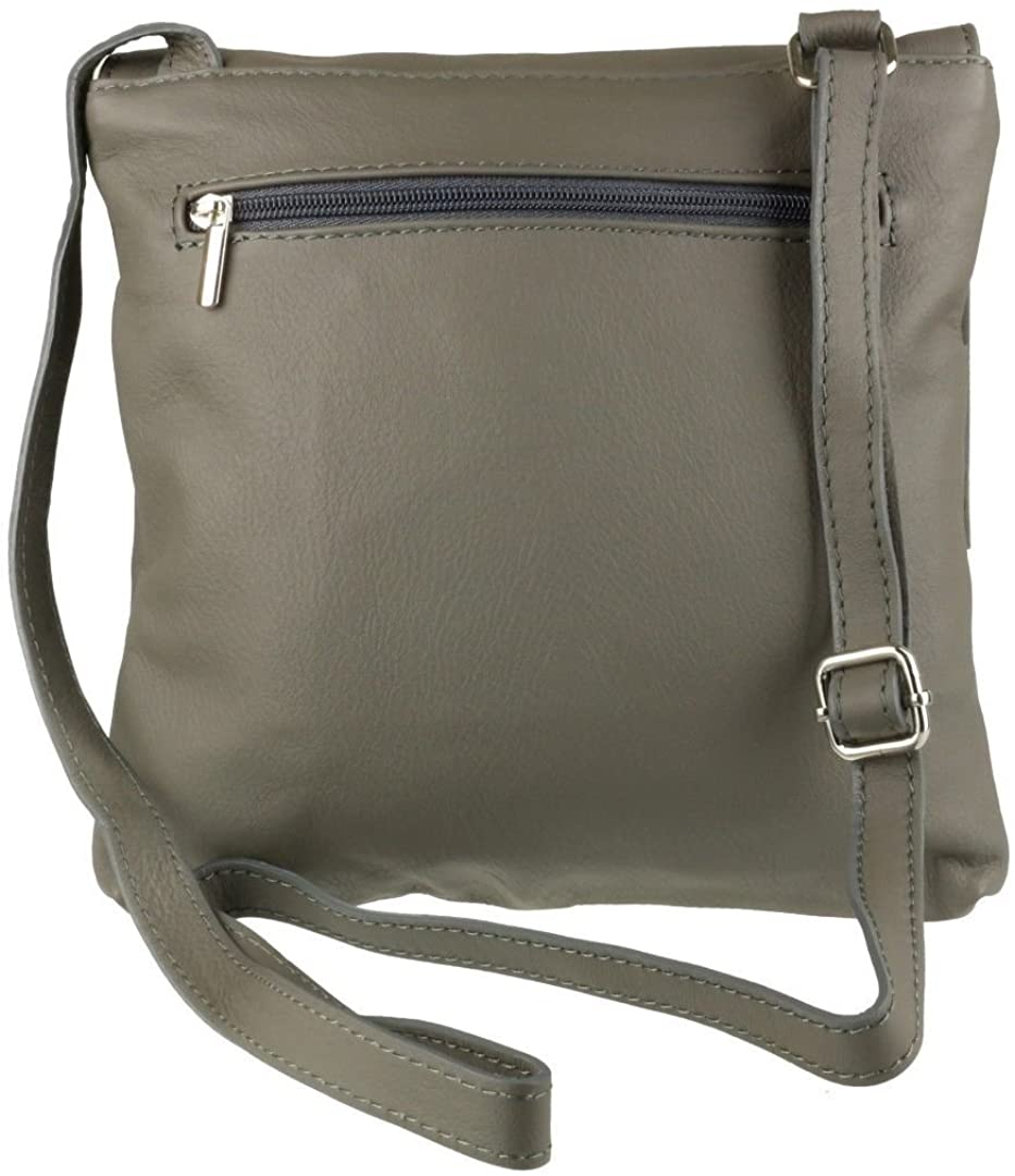 Craze London Double Pocket Genuine Italian Leather Cross body Messenger Shoulder Bag