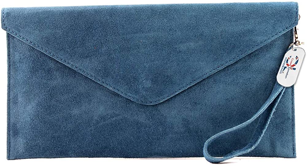Genuine Italian Suede Leather Large Envelope Clutch Bag (V108)