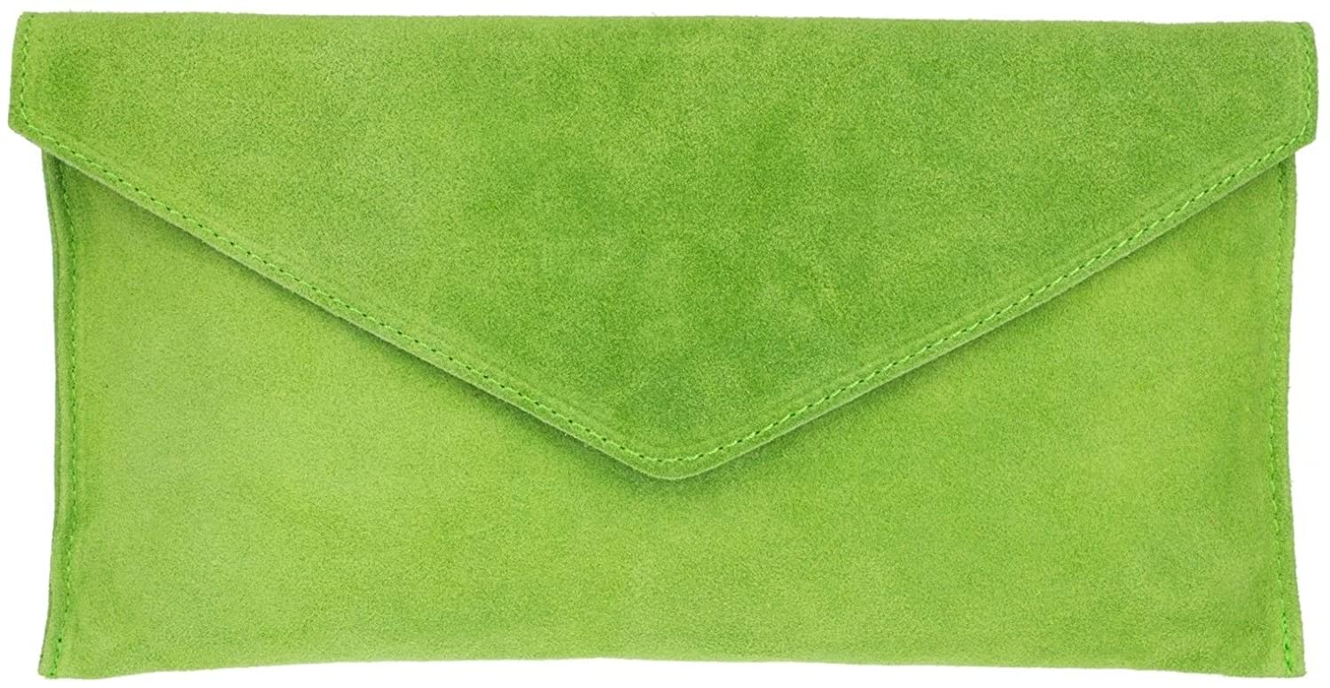 Genuine Italian Suede Leather Large Envelope Clutch Bag (V108)