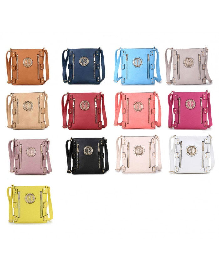 Womens Medium Multi Pocket Compartment Trendy Messenger Cross Body Shoulder Bag (JM252_PAP)