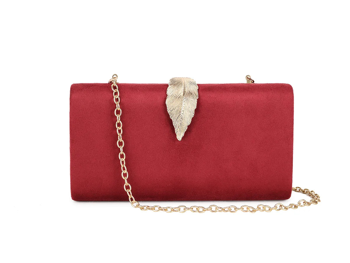 Women's Faux Suede Wedding Party Prom Evening Chain Clutch Bag Handbag