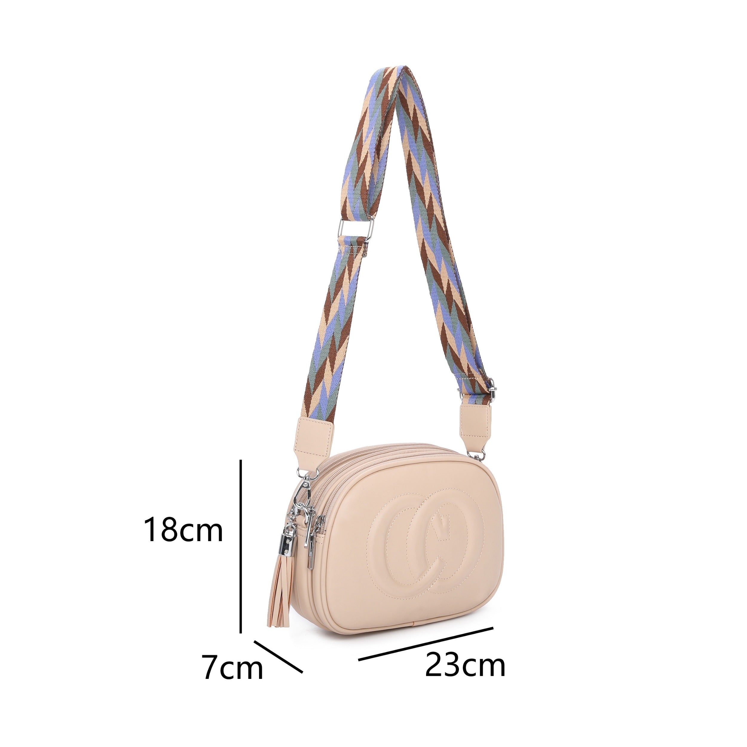Craze London Cross Body Bag with Triple Zipper