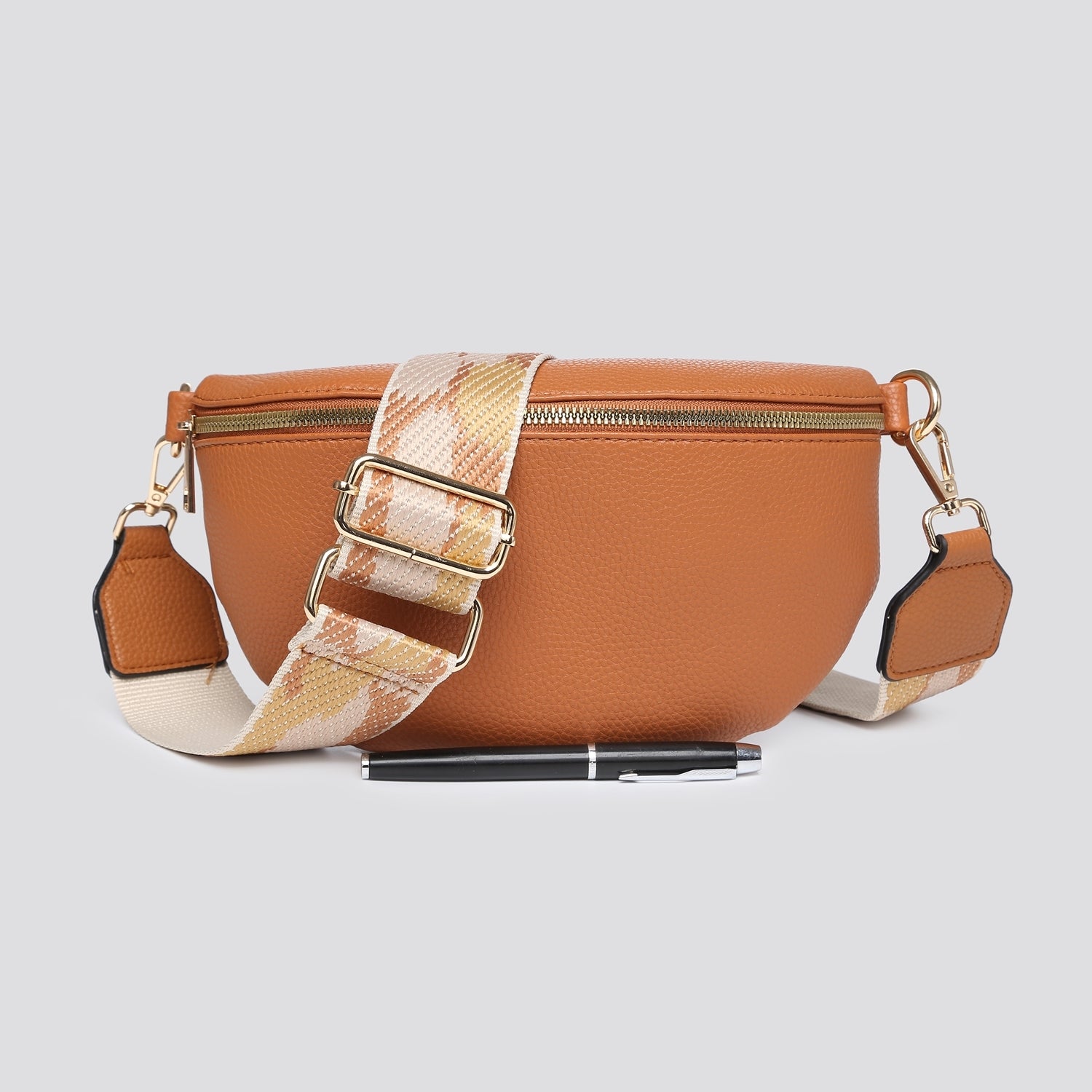 Women's Crossbody bag with Multicolored Crossbody Strap