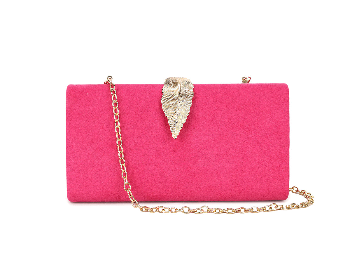 Women's Faux Suede Wedding Party Prom Evening Chain Clutch Bag Handbag