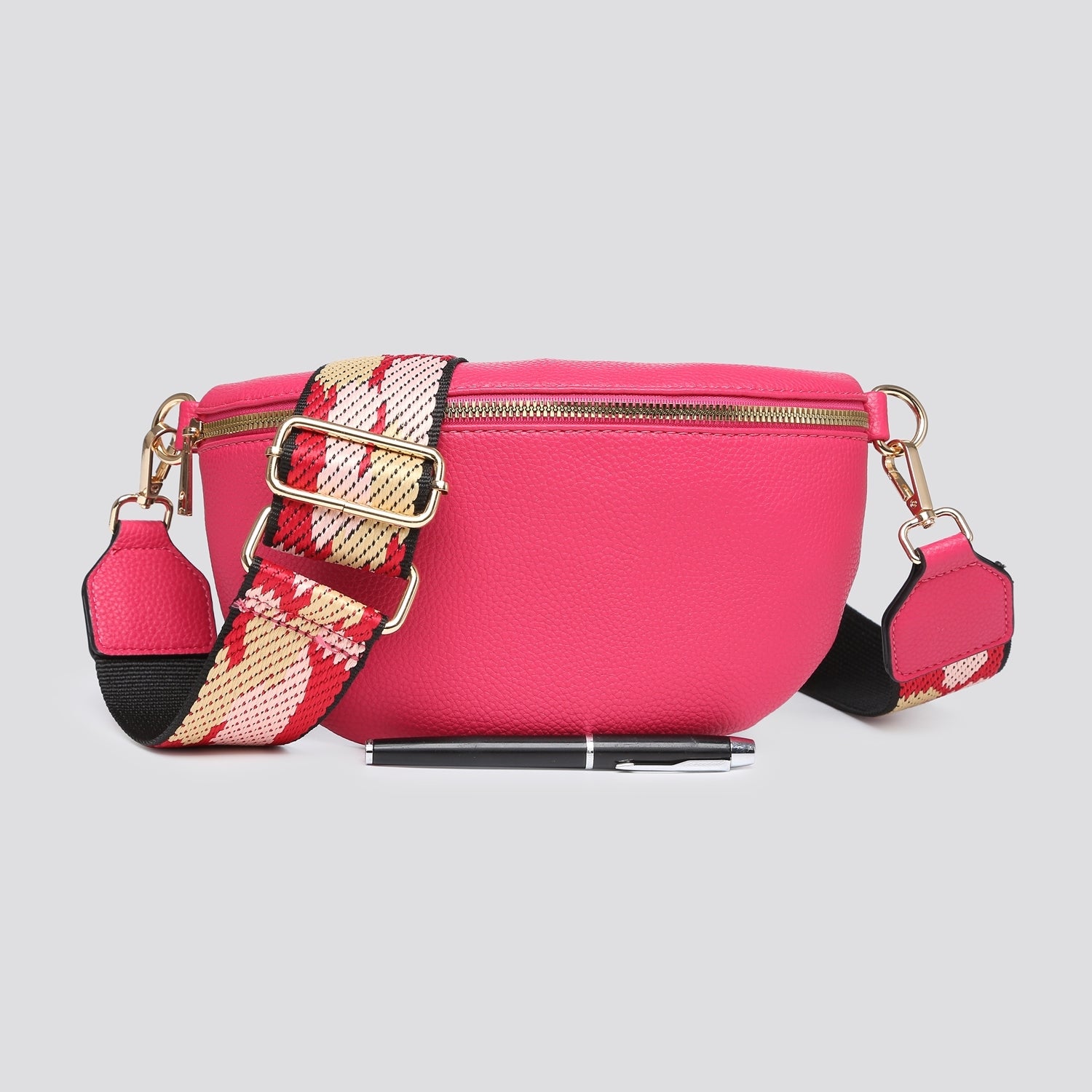 Women's Crossbody bag with Multicolored Crossbody Strap