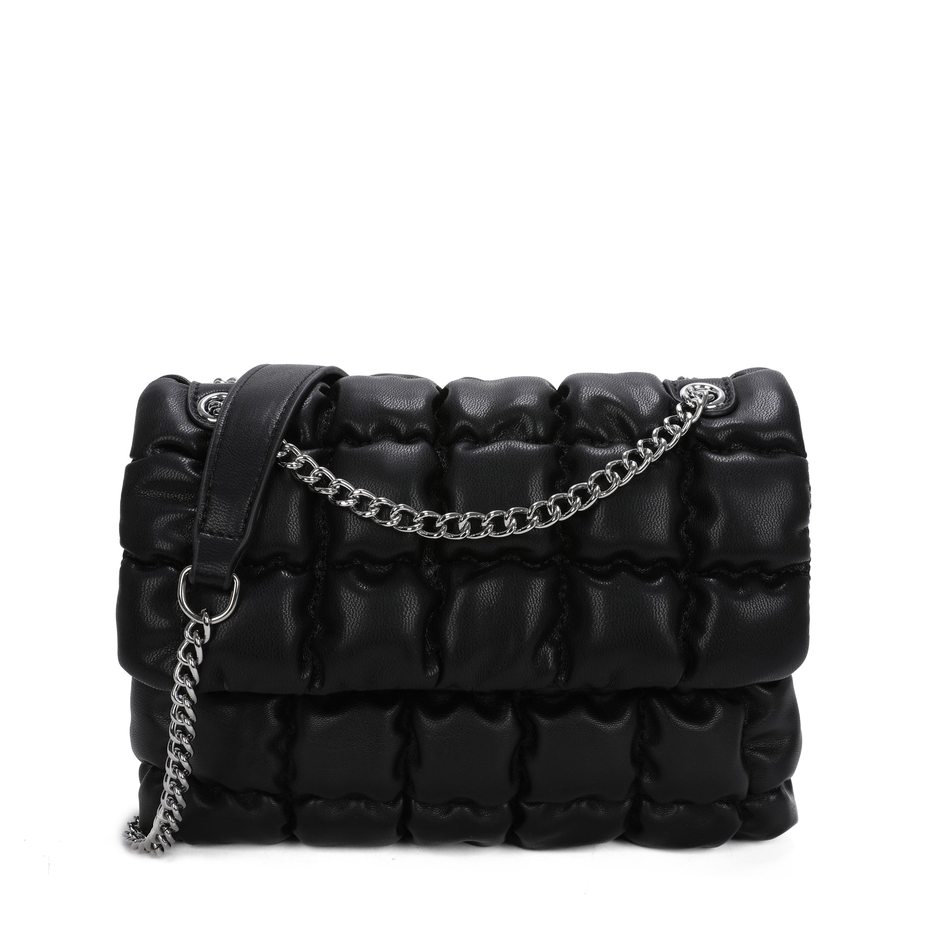 Craze London Womens Soft Padded Chain Shoulder Bag