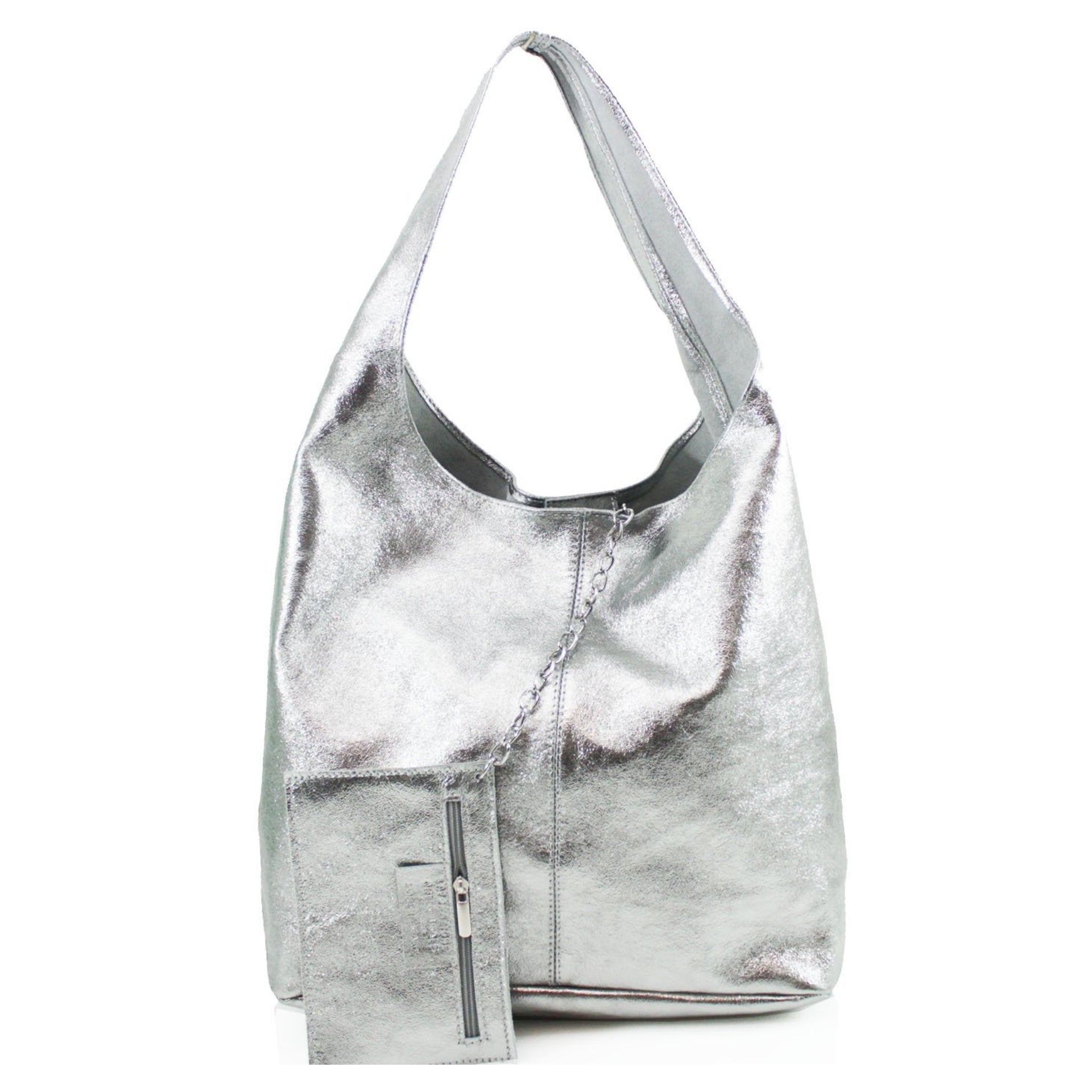 Expandable Genuine Italian Suede Leather Hobo Shoulder Bag