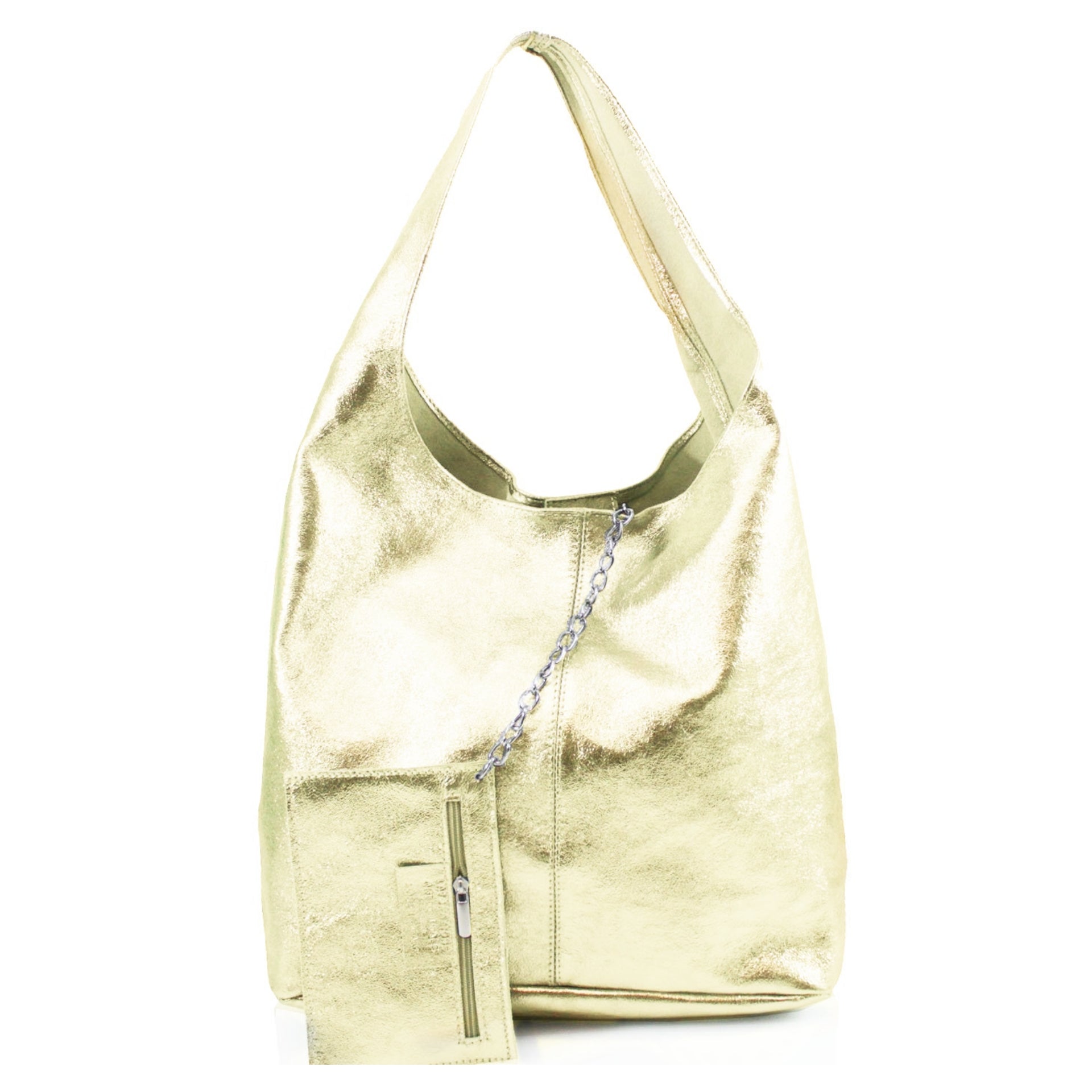 Expandable Genuine Italian Suede Leather Hobo Shoulder Bag