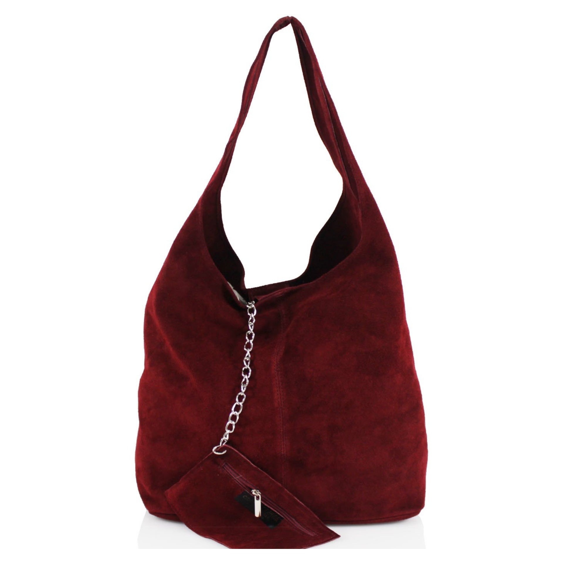 Expandable Genuine Italian Suede Leather Hobo Shoulder Bag