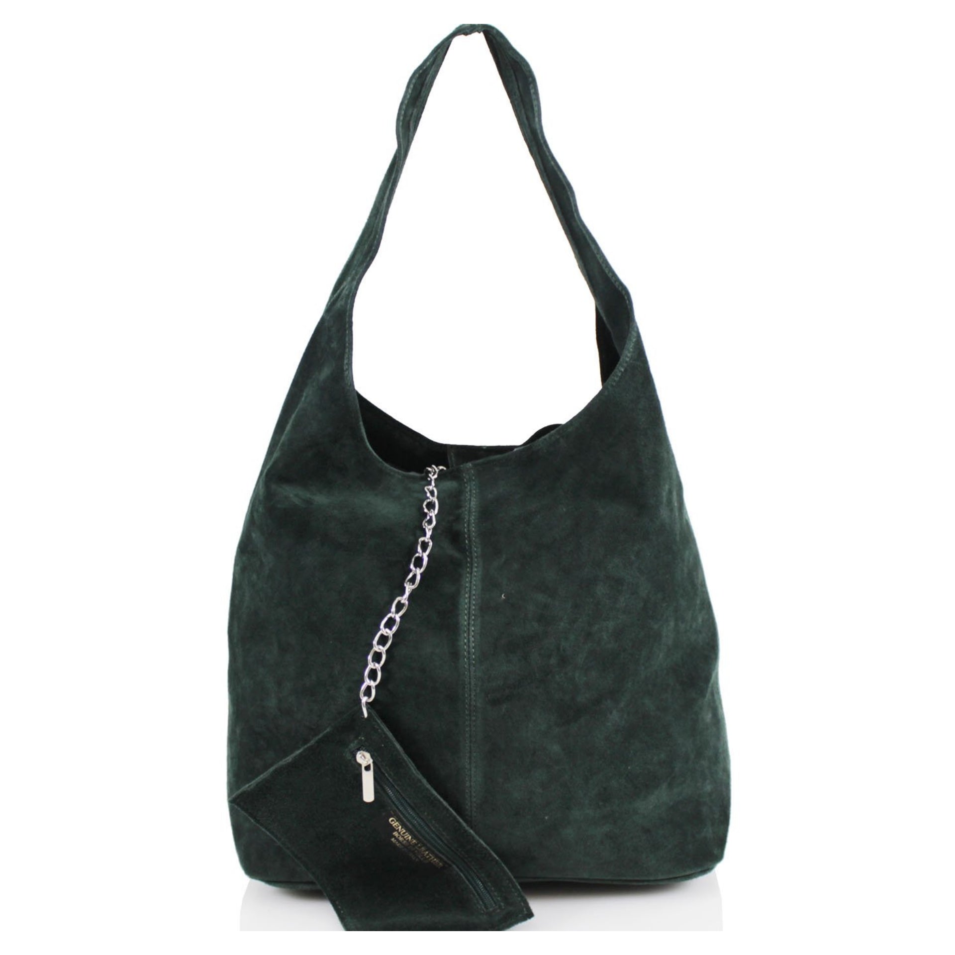 Expandable Genuine Italian Suede Leather Hobo Shoulder Bag