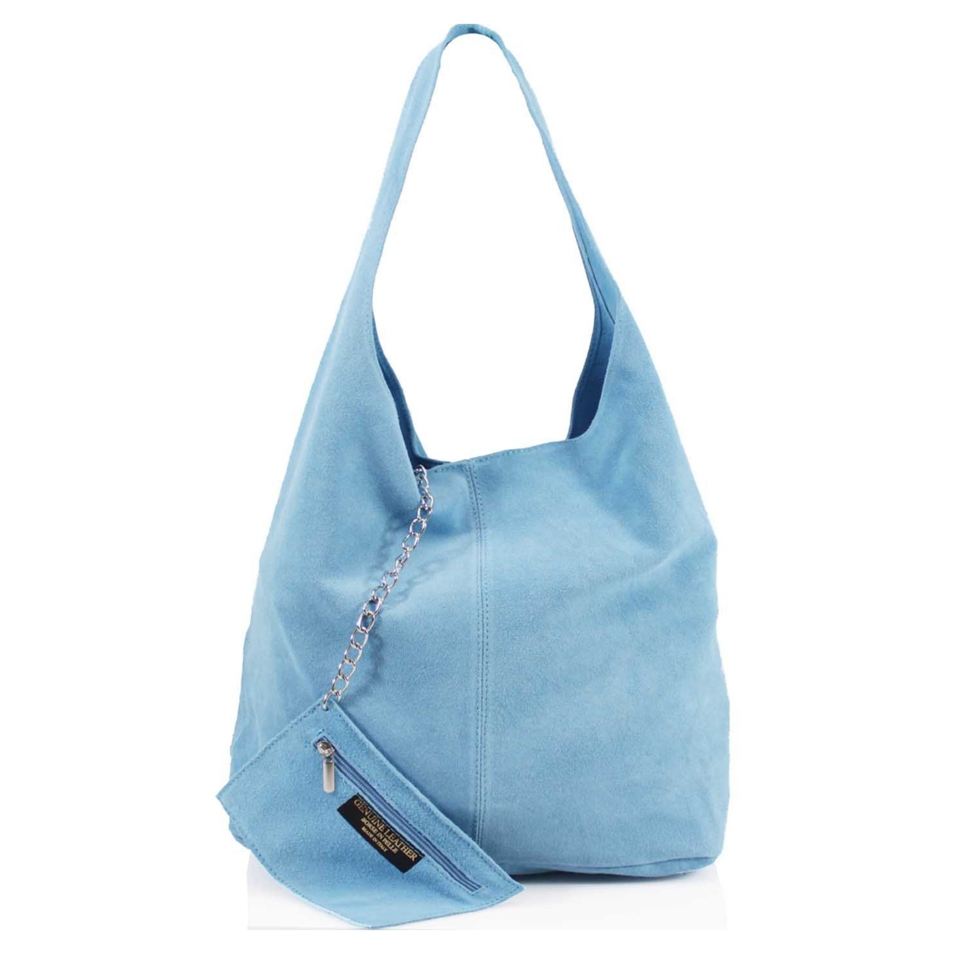 Expandable Genuine Italian Suede Leather Hobo Shoulder Bag