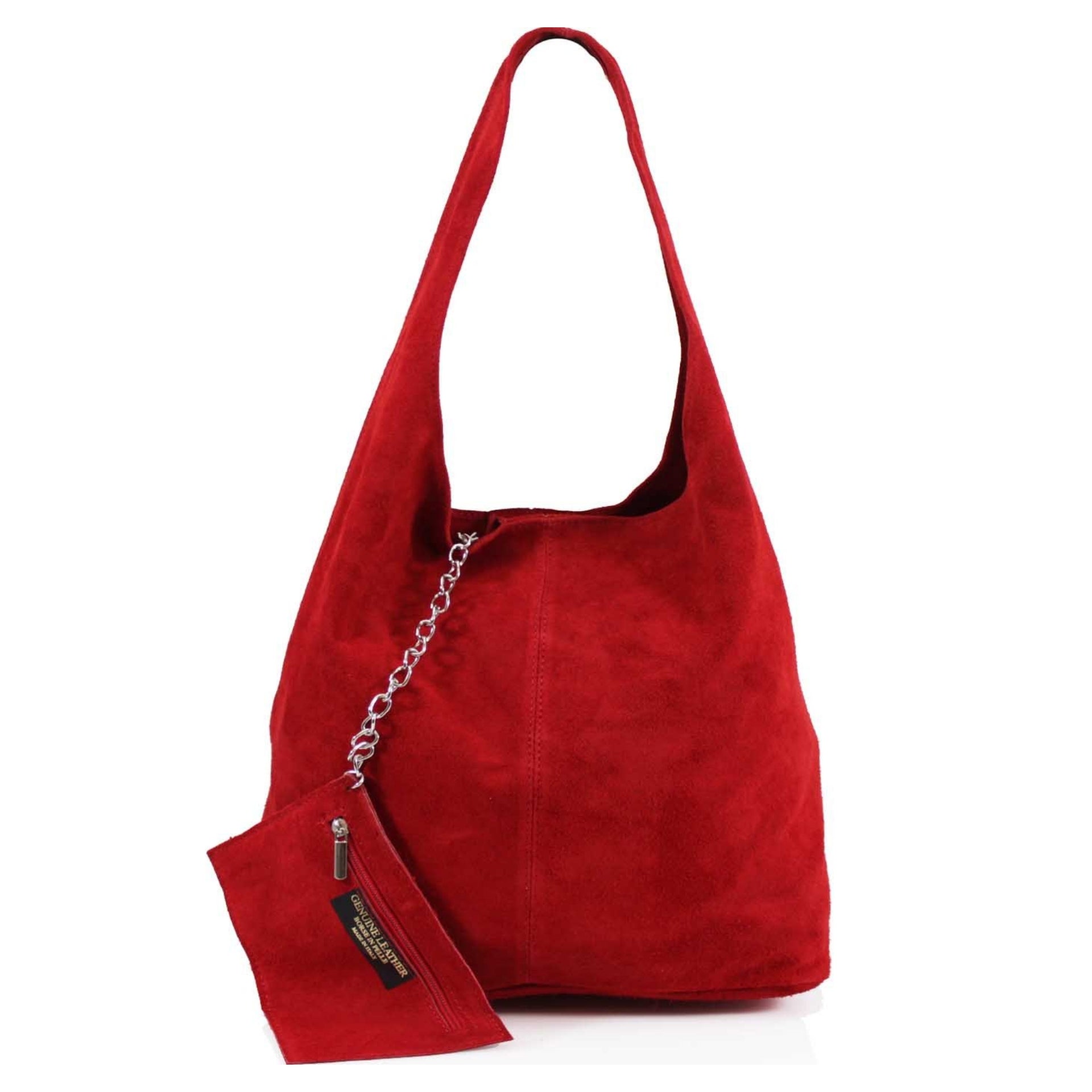 Expandable Genuine Italian Suede Leather Hobo Shoulder Bag