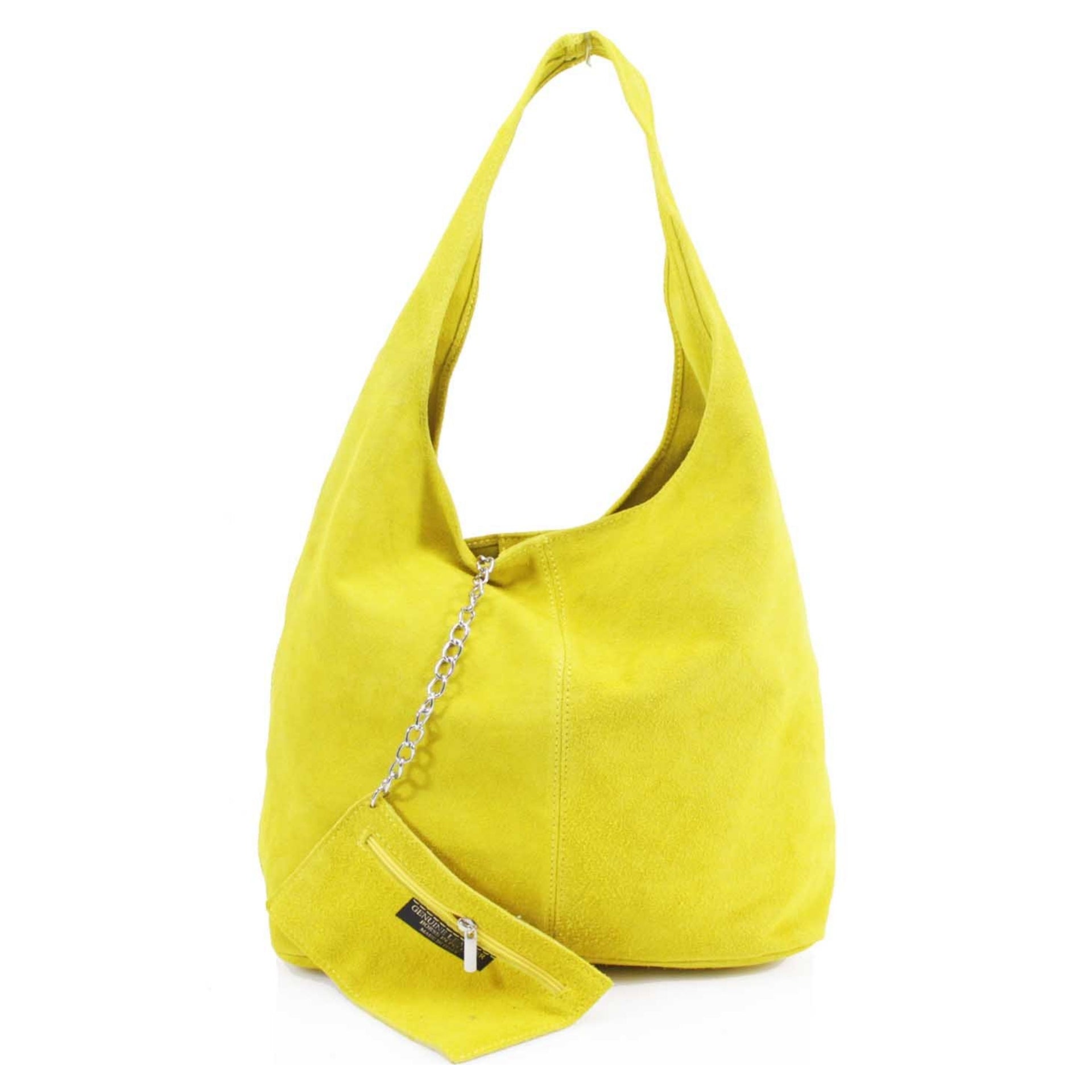 Expandable Genuine Italian Suede Leather Hobo Shoulder Bag