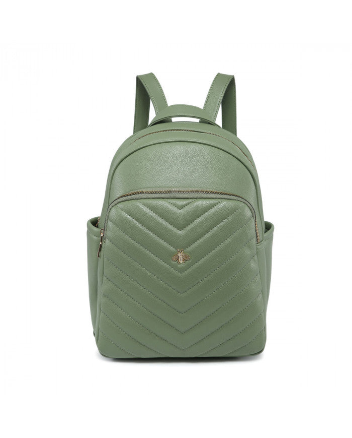 Craze London Backpack with quilted pattern and metal bee details