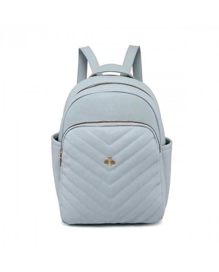 Craze London Backpack with quilted pattern and metal bee details