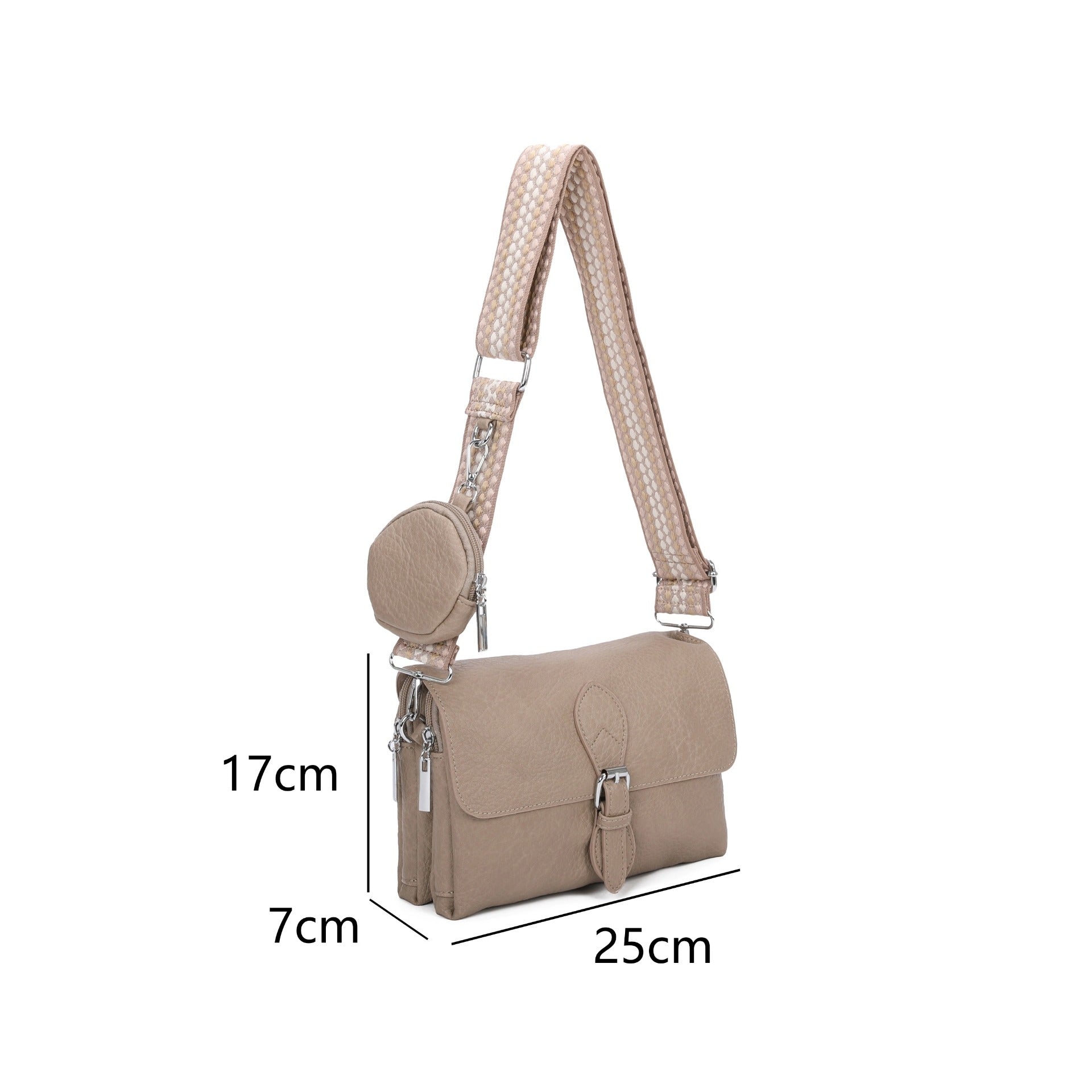 Craze London Crossbody Bag with Double Zipped Compartments