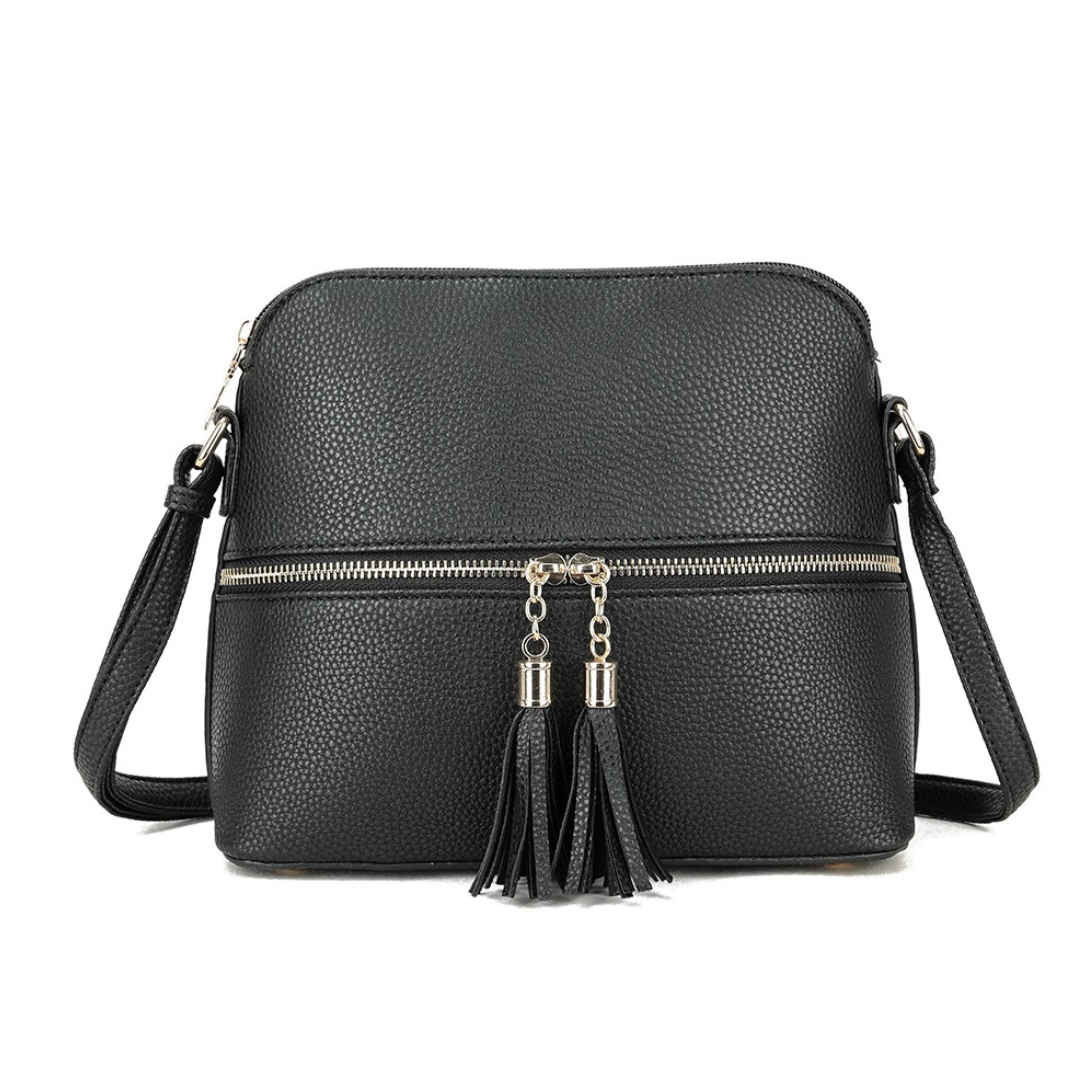Craze London Faux Leather Cross Body Bag with Front Zip Closure